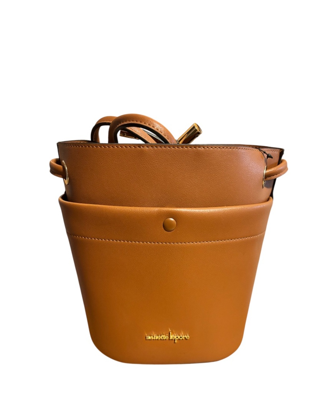Nanette Lepore Caramel Tan Leatherette Bucket Crossbody